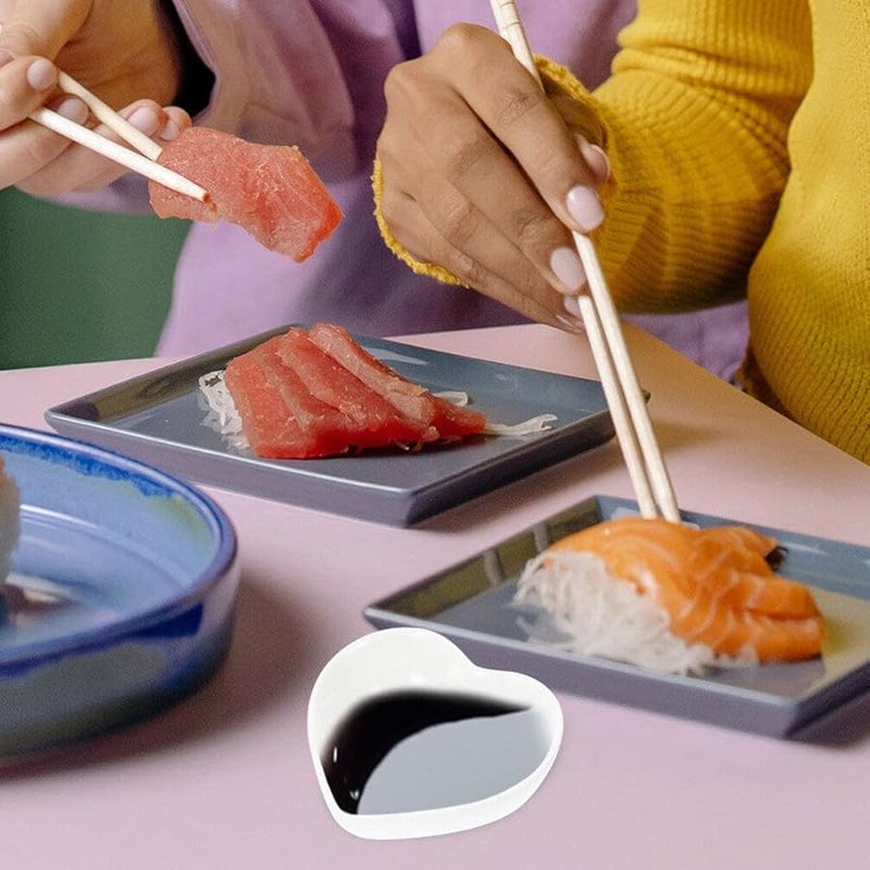 Heart Shaped Ceramic Dipping Bowls Set Of 4 Small Appetizer Plates For Sauces Snacks Home Dining - Image 5